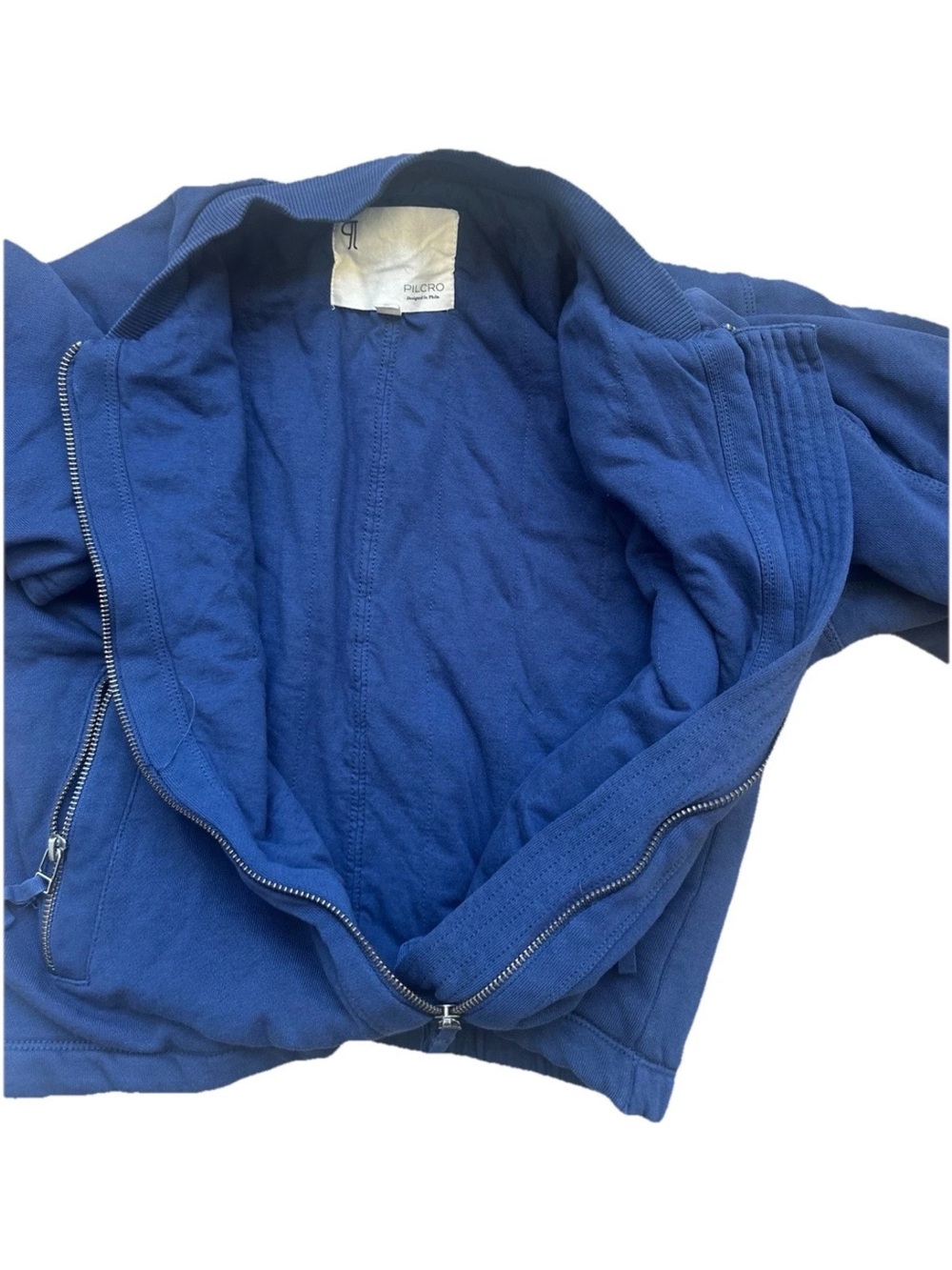 Anthropologie Pilcro Knit Bomber Jacket Women’s Size XS Navy Zip Front Casual - Picture 11 of 14
